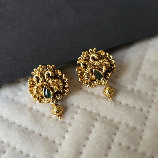 Matte Finish Peacock Earrings